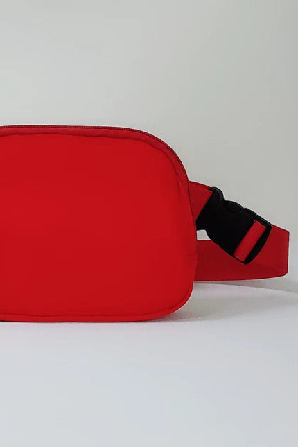 Buckle Zip Closure Red Fanny Pack