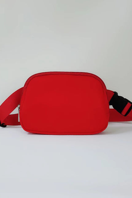 Buckle Zip Closure Red Fanny Pack